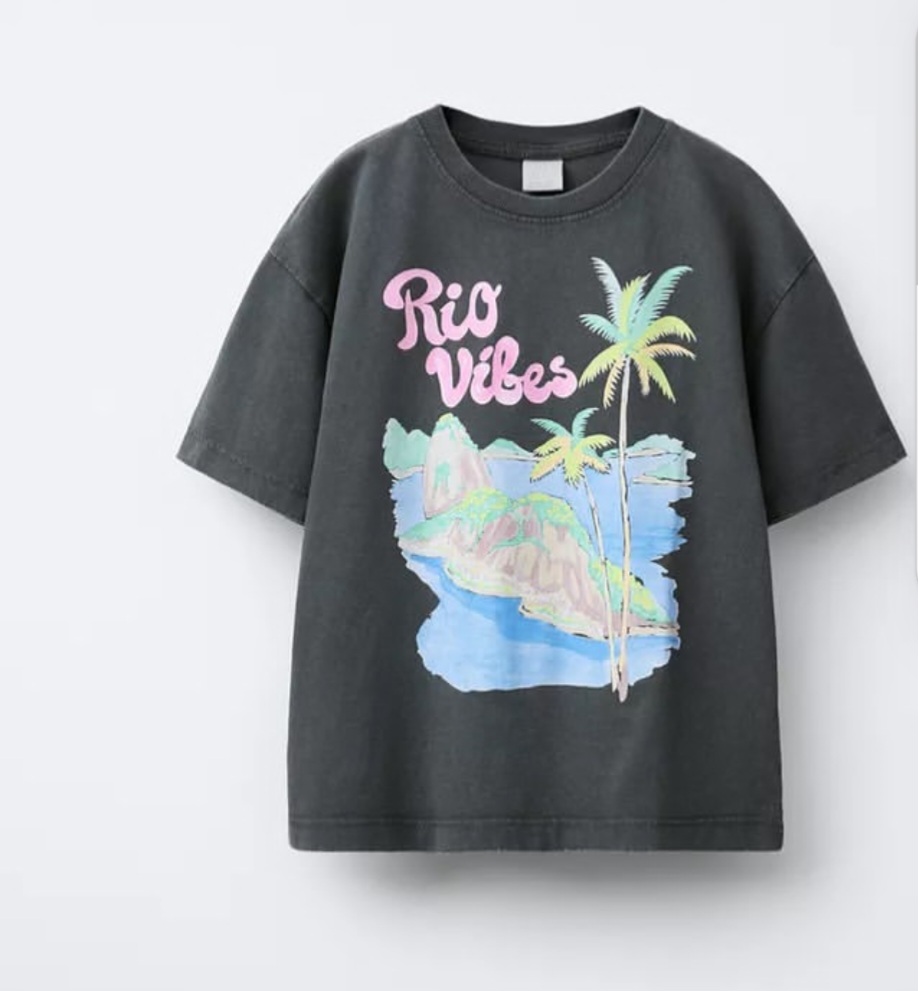 تی شرت دخترانه 31358 سایز 6 تا 14 سال کد 1 مارک ZARA