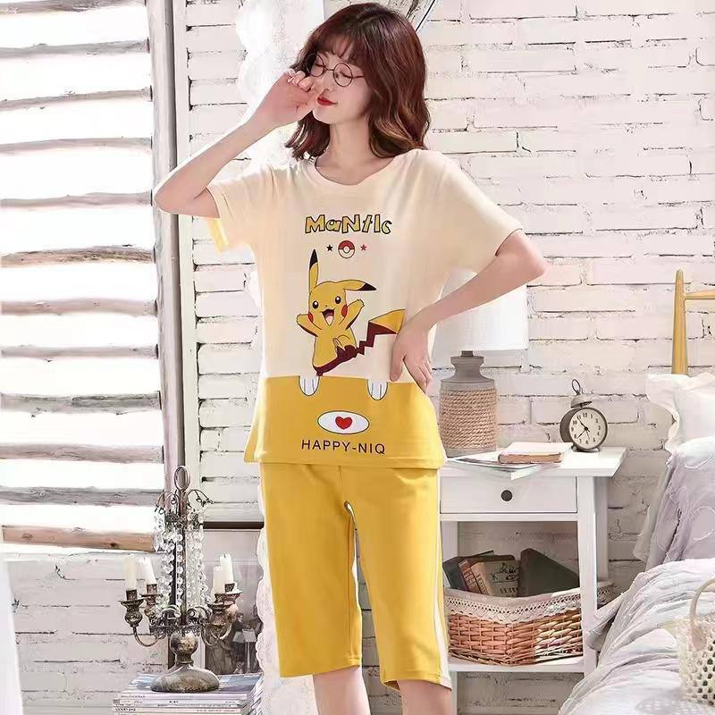 ست بلوز شلوارک نخ پنبه زنانه کد 410878
