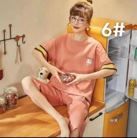 ست بلوز شلوارک نخ پنبه زنانه کد 410881