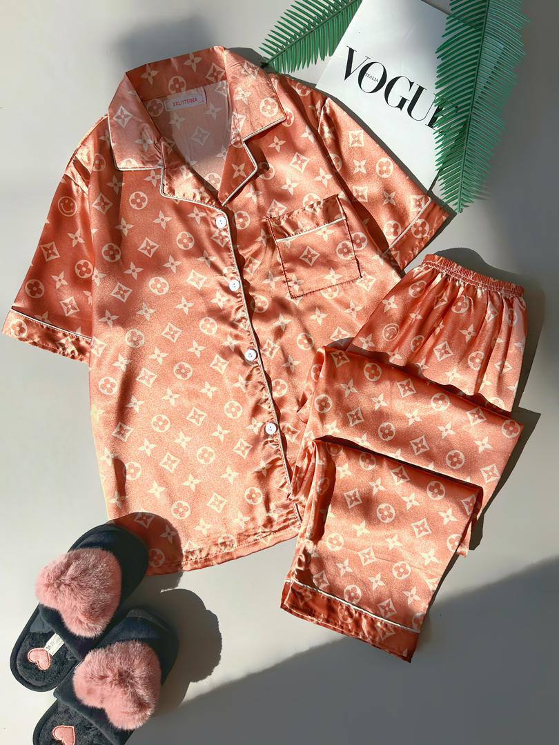 ست پیراهن شلوار ساتن زنانه کد 413363