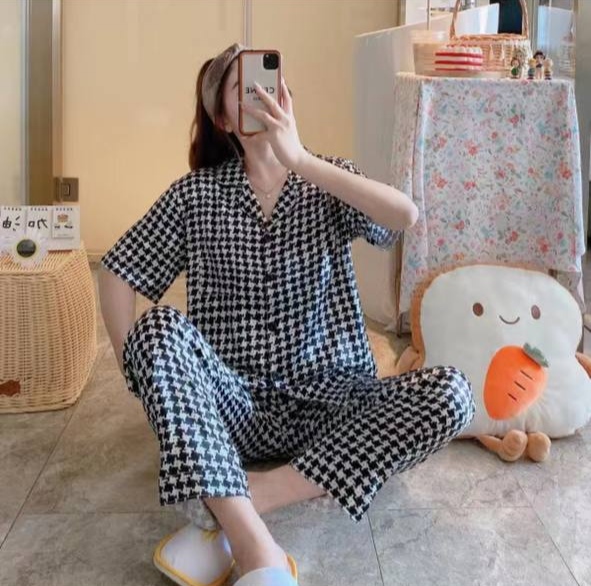 ست پیراهن شلوار ساتن زنانه کد 413376