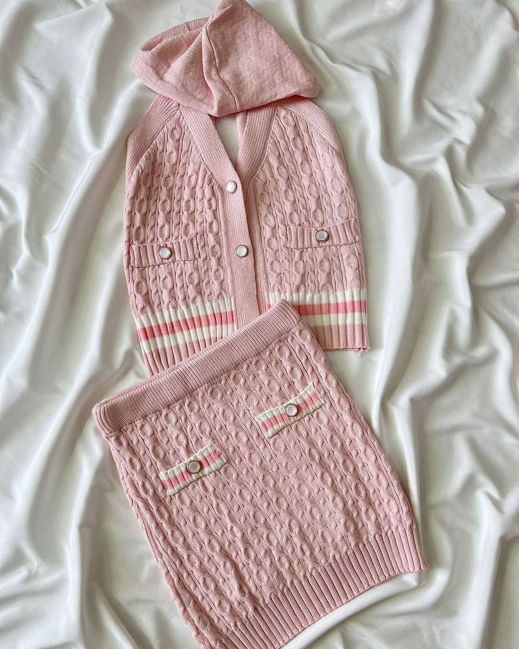 ست دو تیکه تاپ و دامن بافت دخترانه کد 419063