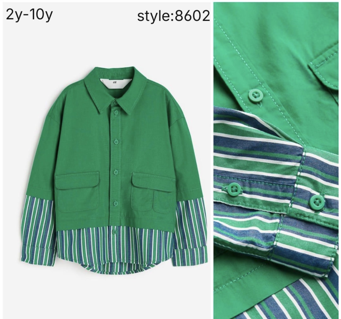 پیراهن پسرانه 31213 سایز 1.5 تا 10 سال مارک H&M