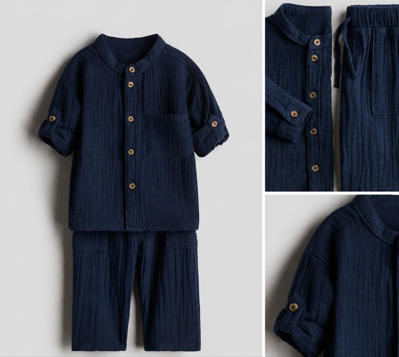 ست پیراهن و شلوار پسرانه 31741 سایز 9 ماه تا 6 سال مارک H&M