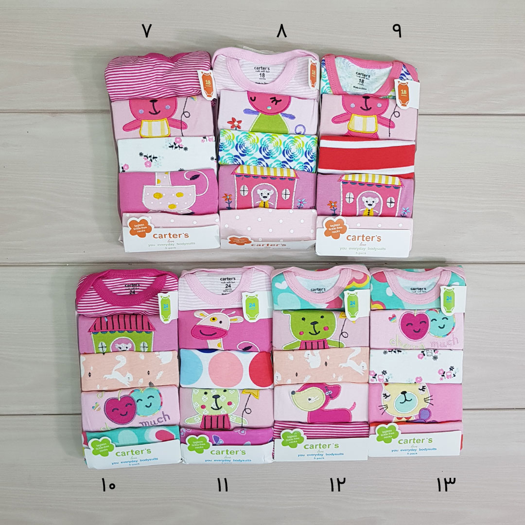 بادی حلقه ای 5 عددی دخترانه 11895 سایز 3 تا 36 ماه مارک Carters
