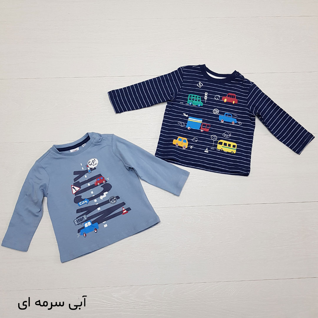 بلوز 2 عددی پسرانه 25668 سایز 6 تا 36 ماه مارک blukids