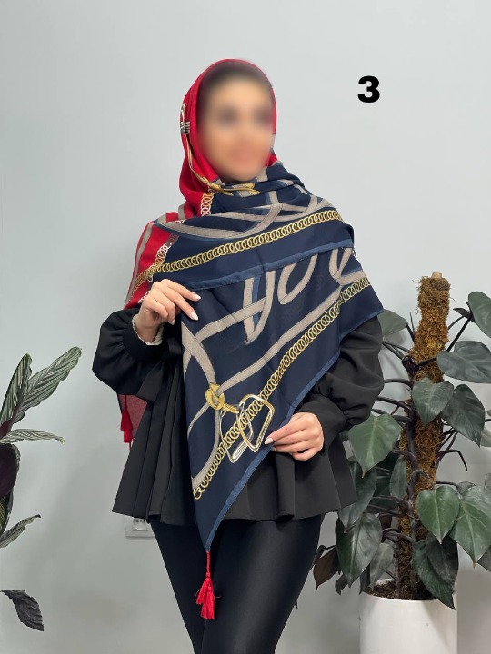 روسري نخ پنبه اورجينال منگوله دار طرح 51970 کد 2205062