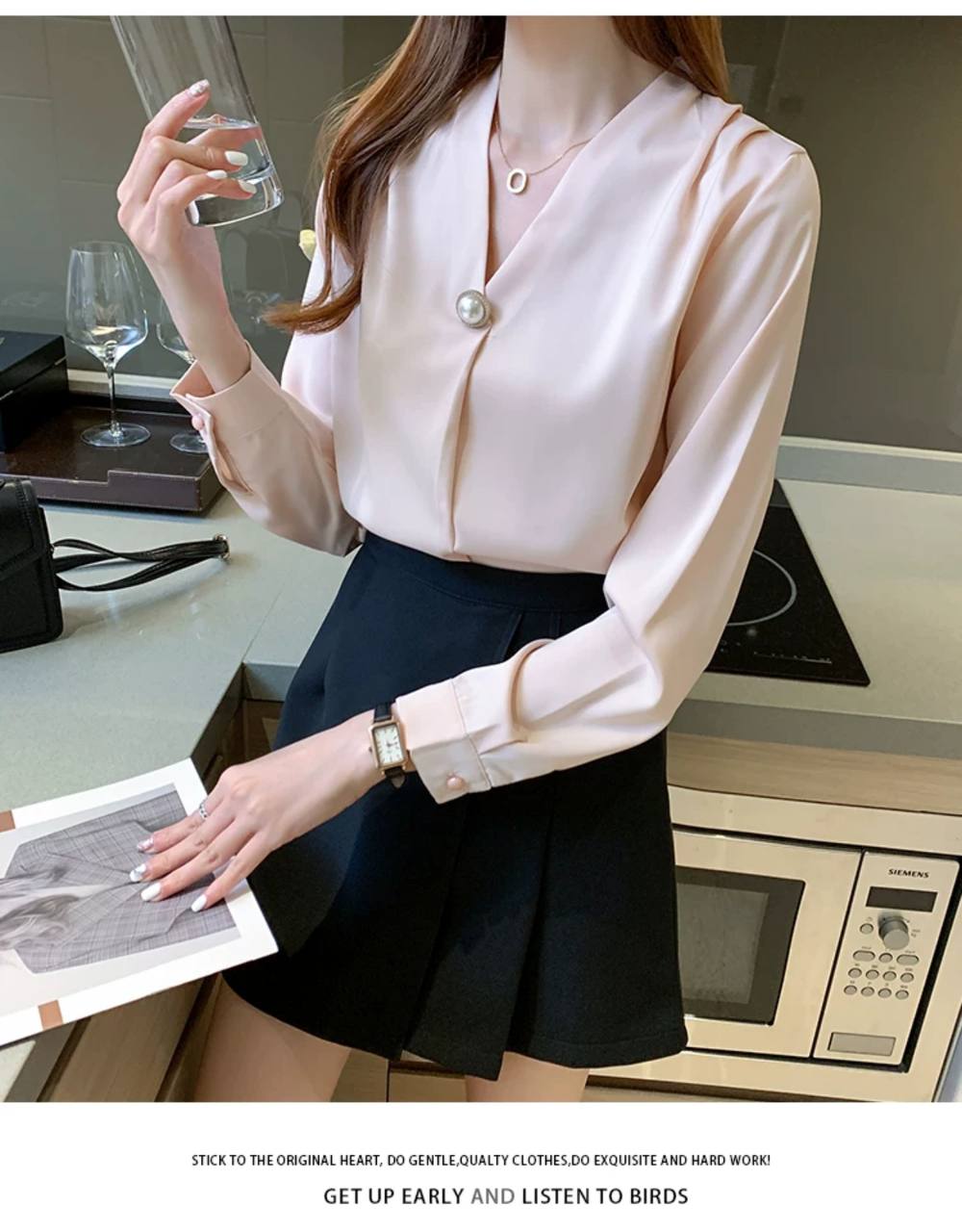 شومیز حریر نخی زنانه کد 414352