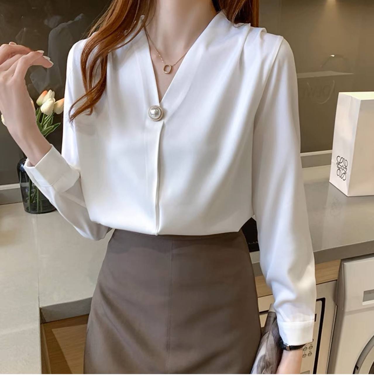 شومیز حریر نخی زنانه کد 414352