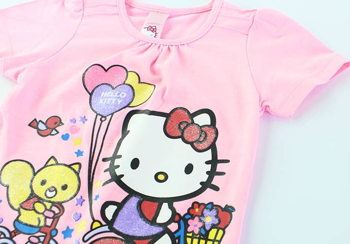تی شرت دخترانه 100262 سایز 9 ماه تا 2 سال مارک HELLO  KITTY محصول بنگلادش