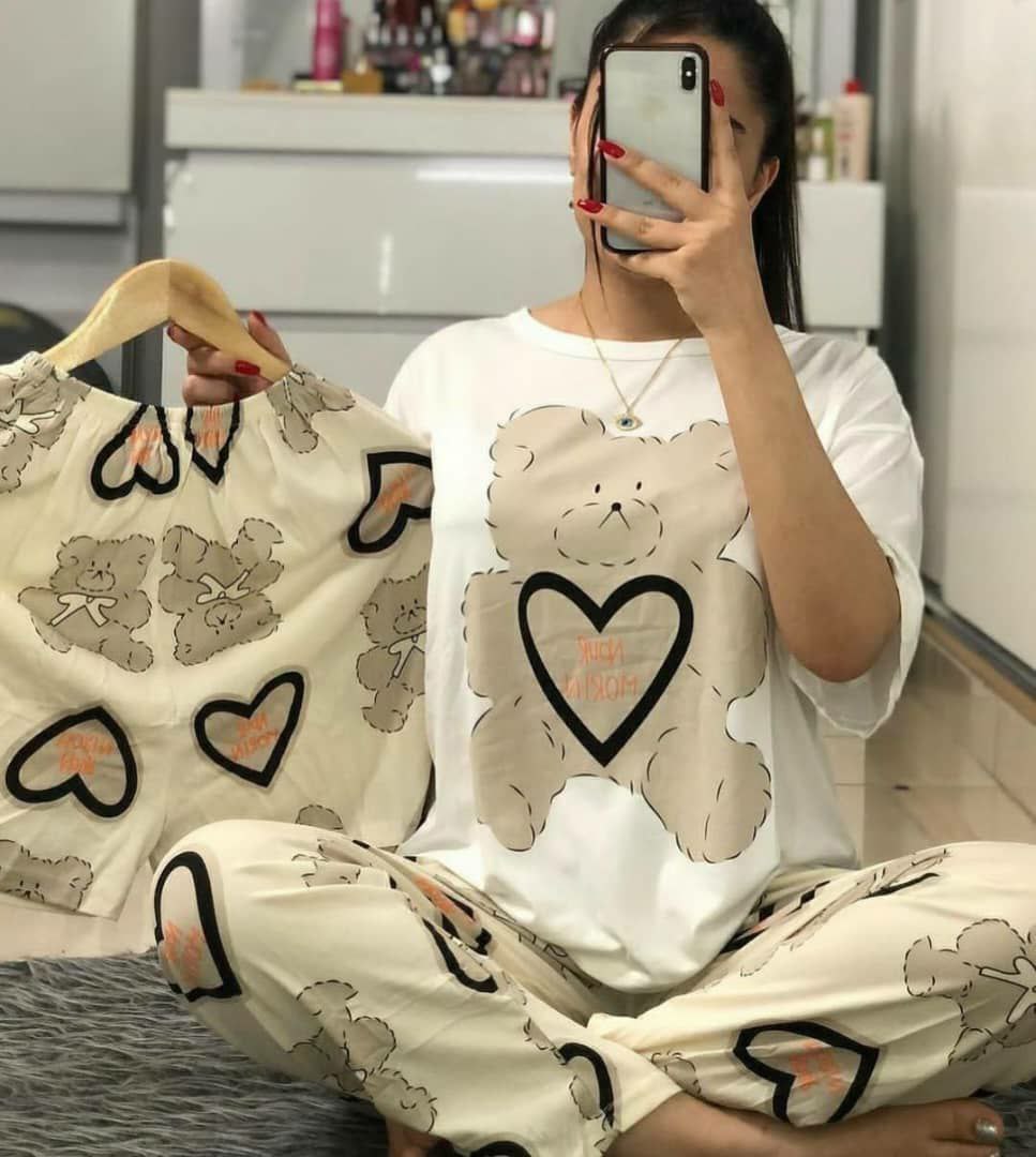 ست سه تیکه تی شرت شلوار شورتک کد 414991