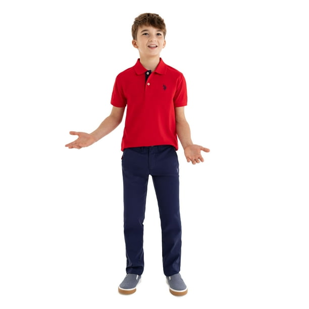 تی شرت یقه دار پسرانه 27612 سایز 4 تا 18 سال مارک US POLO