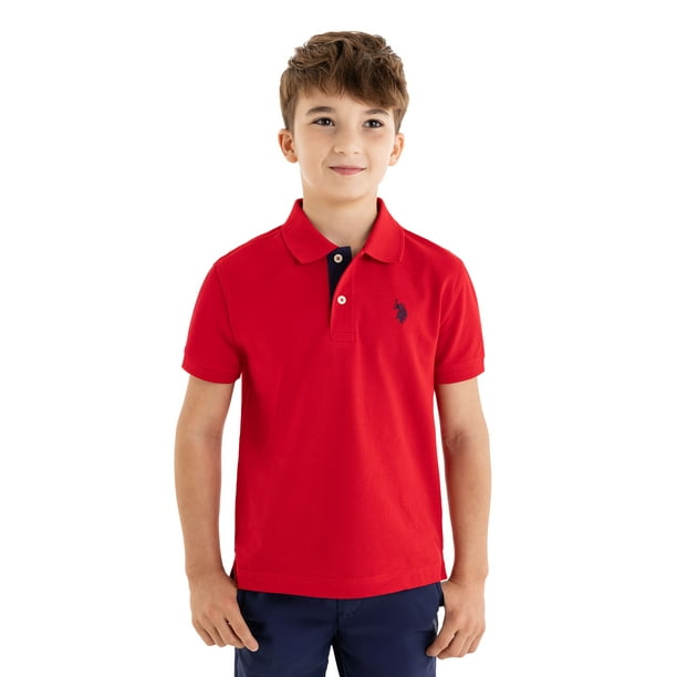 تی شرت یقه دار پسرانه 27612 سایز 4 تا 18 سال مارک US POLO