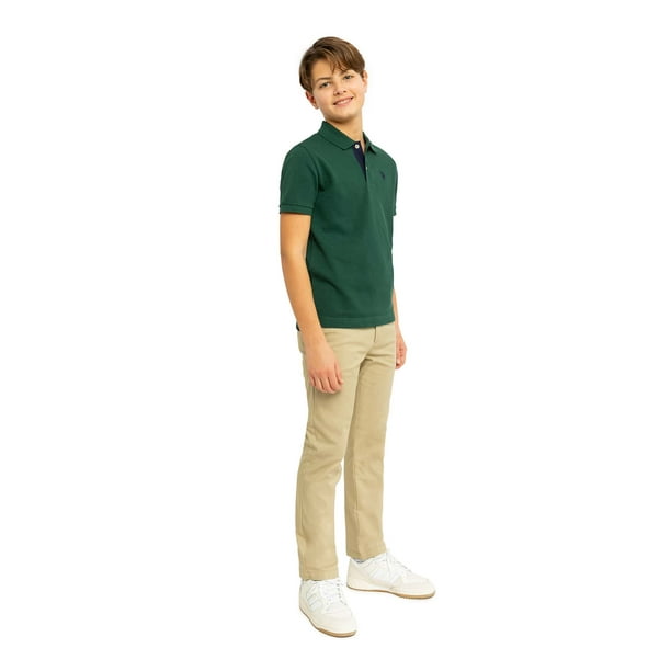 تی شرت یقه دار پسرانه 27612 سایز 4 تا 18 سال مارک US POLO