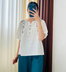 بلوز گلدوزی لینن زنانه کد 417148