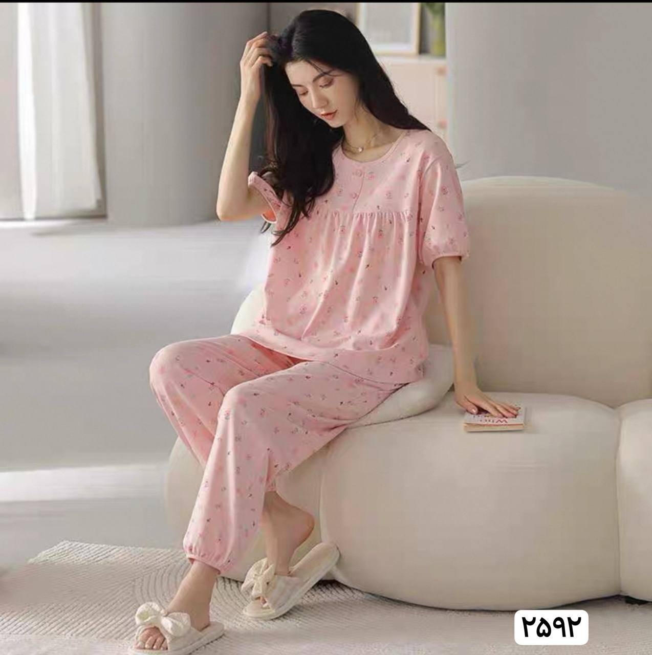 ست دو تیکه نخ پنبه تابستونه زنانه کد 417170