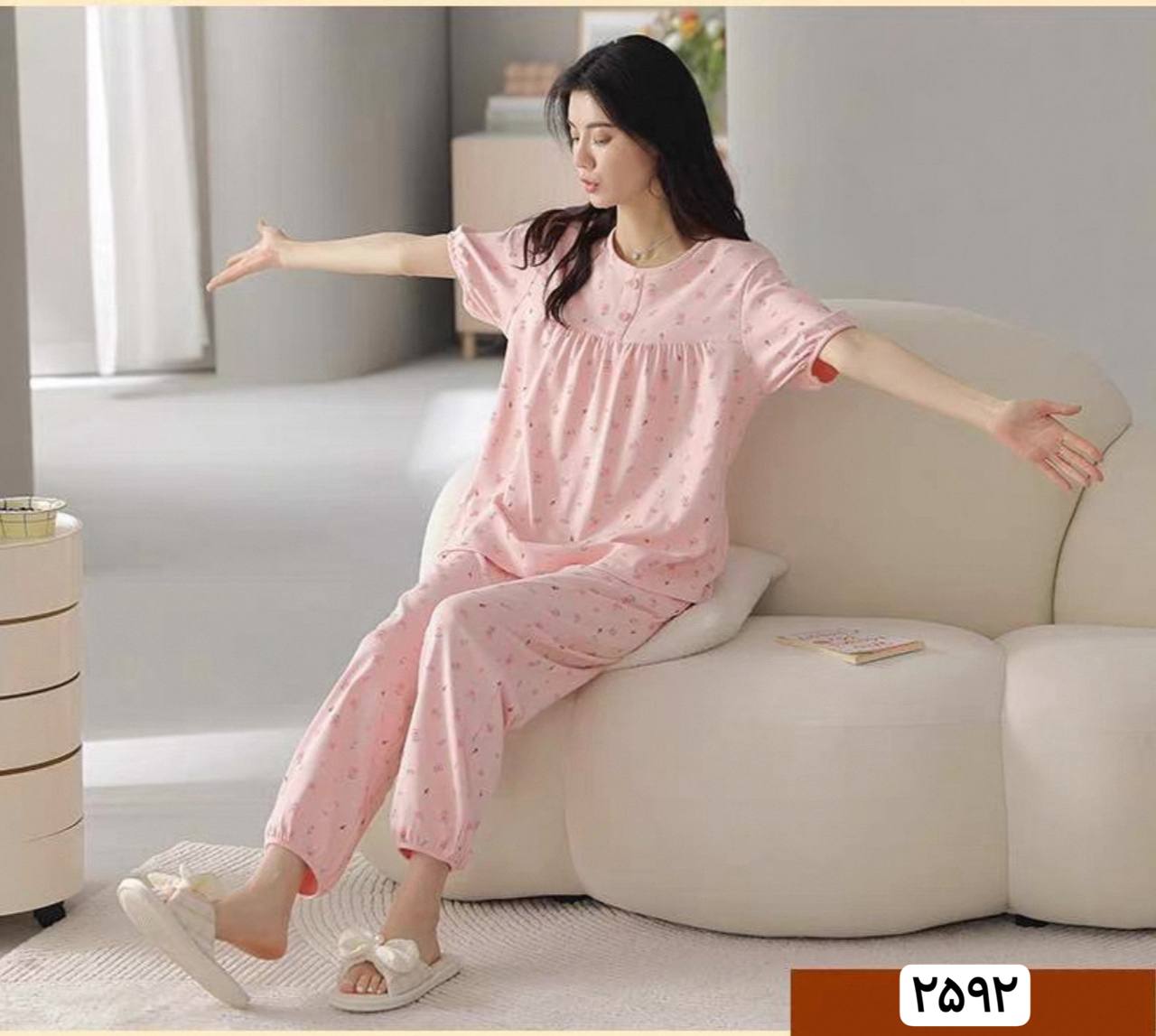 ست دو تیکه نخ پنبه تابستونه زنانه کد 417170