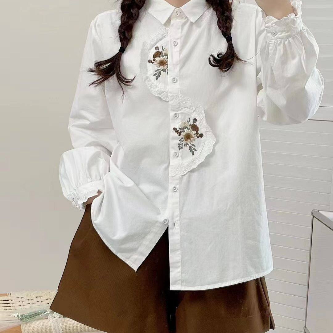 شومیز نخ کتان گلدوزی زنانه کد 417491