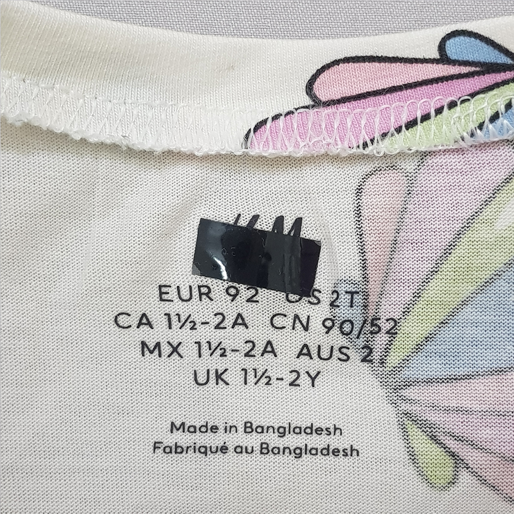 تی شرت دخترانه 28412 سایز 1.5 تا 10 سال مارک H&M