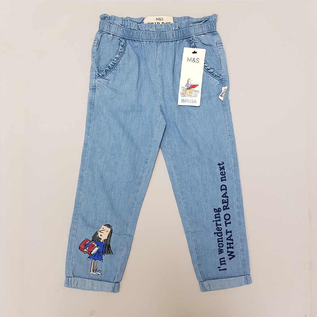 شلوار جینز کاغذی دخترانه 28442 سایز 4 تا 7 سال مارک M&S