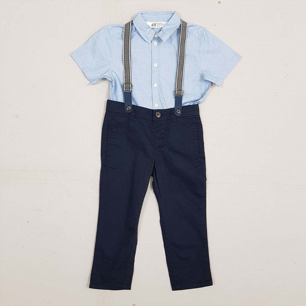 ست پیراهن و شلوار ساسبندار پسرانه 28439 سایز 1.5 تا 10 سال مارک H&M   *