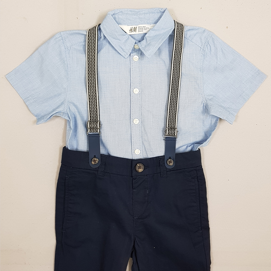 ست پیراهن و شلوار ساسبندار پسرانه 28439 سایز 1.5 تا 10 سال مارک H&M   *