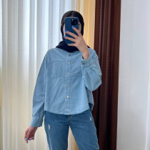 شومیز کراپ جین زنانه کد 417777