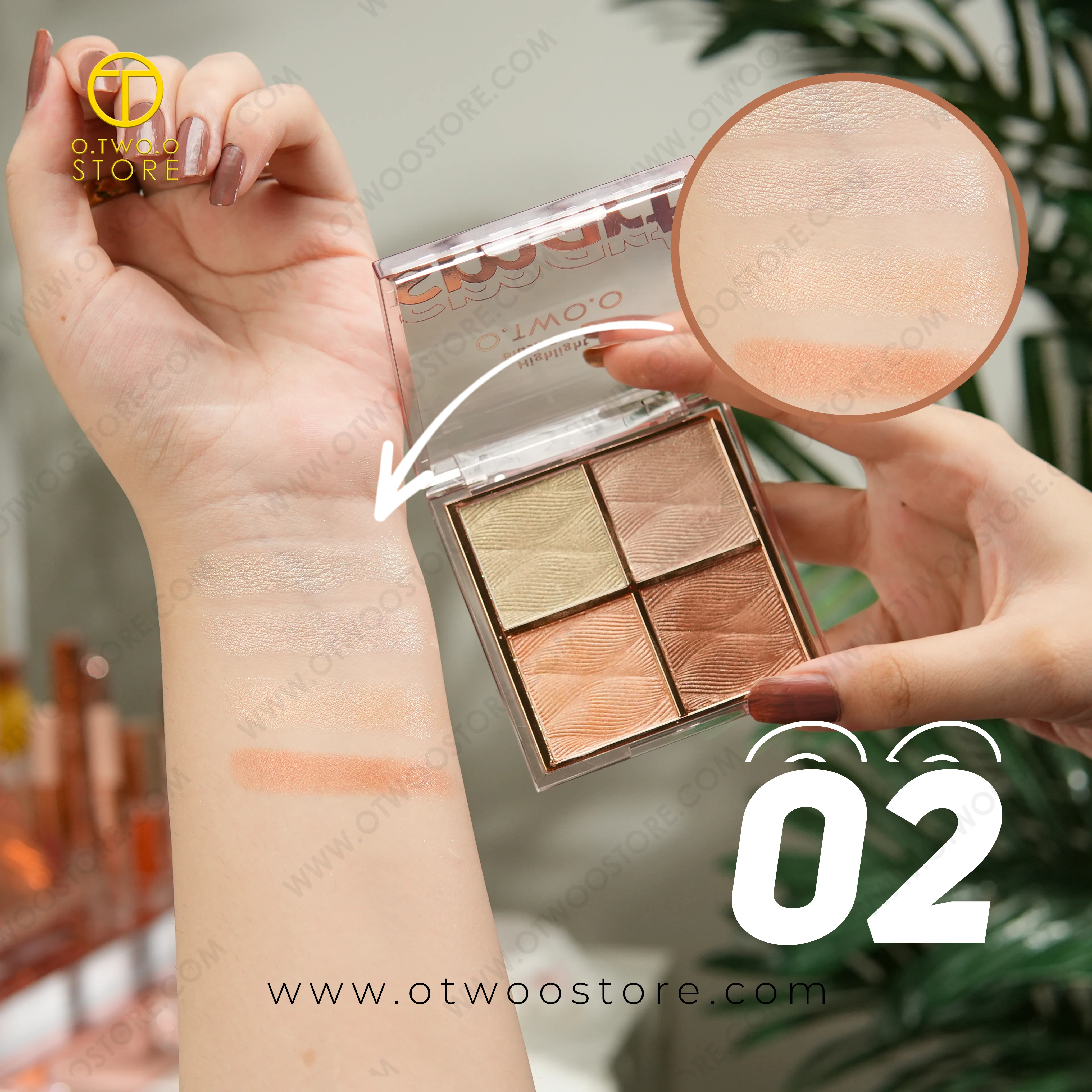 پالت رژگونه هایلایتر برند O.TWO.O کد FFLSC045 (2061)