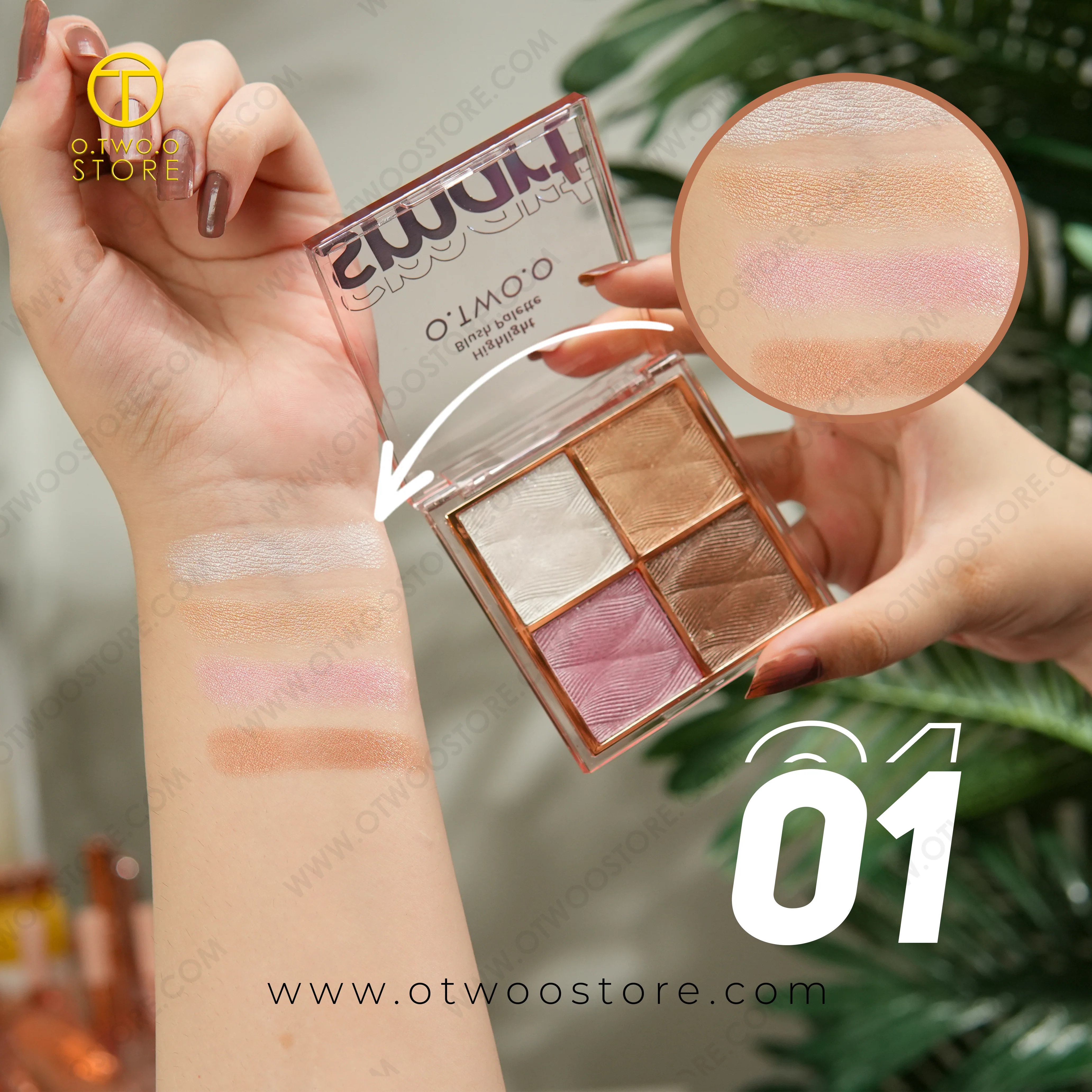 پالت رژگونه هایلایتر برند O.TWO.O کد FFLSC045 (2061)