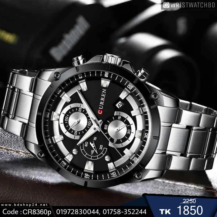 ساعت مچی مردانه مدل کرنوگراف برند 8360 CURREN  کد 2156
