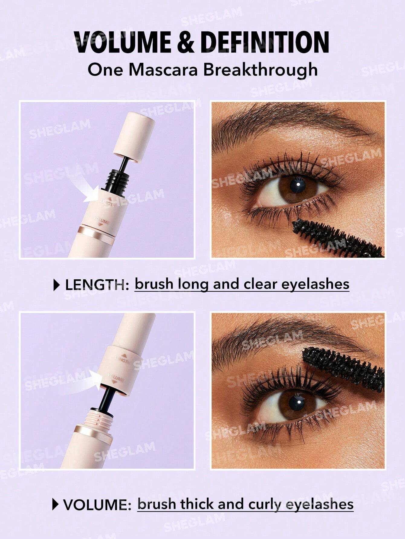 ریمل دو سر حجم دهنده و بلند کننده مژه شیگلم SHEGLAM Lash Besties 2-In-1 Mascara  کد 2336
