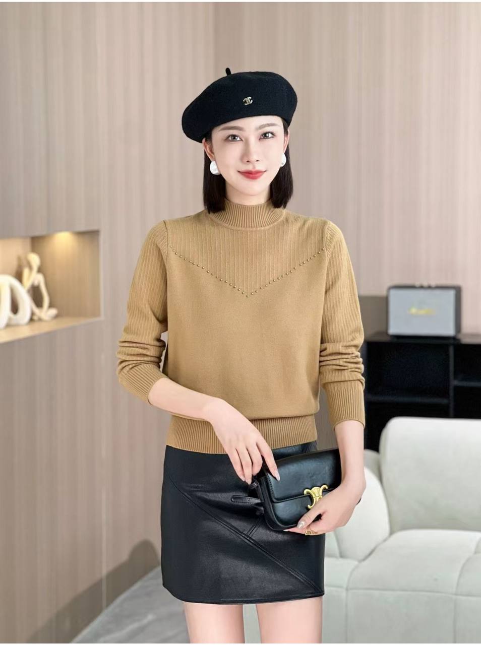 بافت یقه سه سانتی زنانه کد 418170