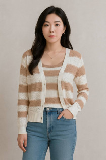 دو تیکه جلیقه با تاپ بافت زنانه کد 418181