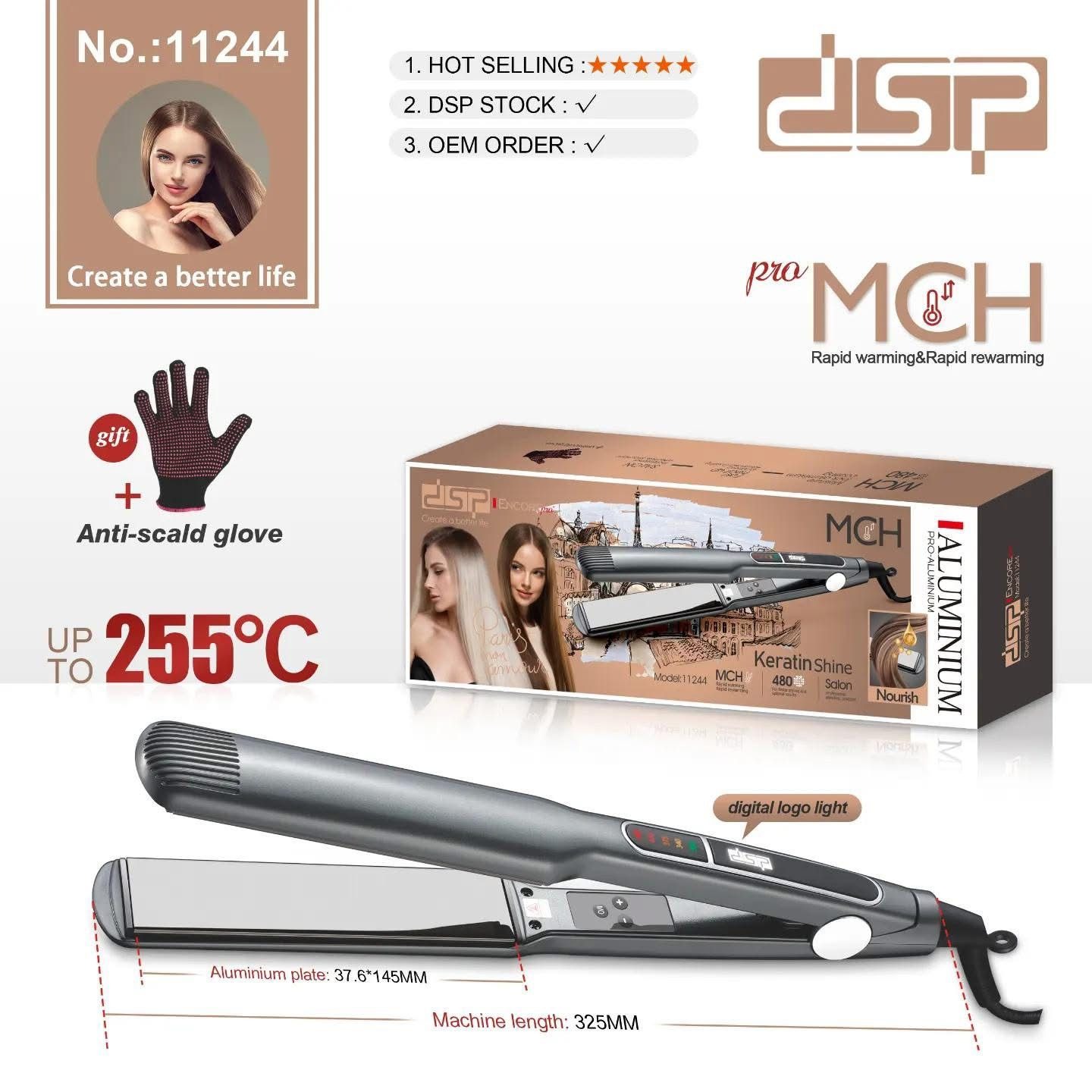 اتو مو حرفه‌ای DSP کد 3295