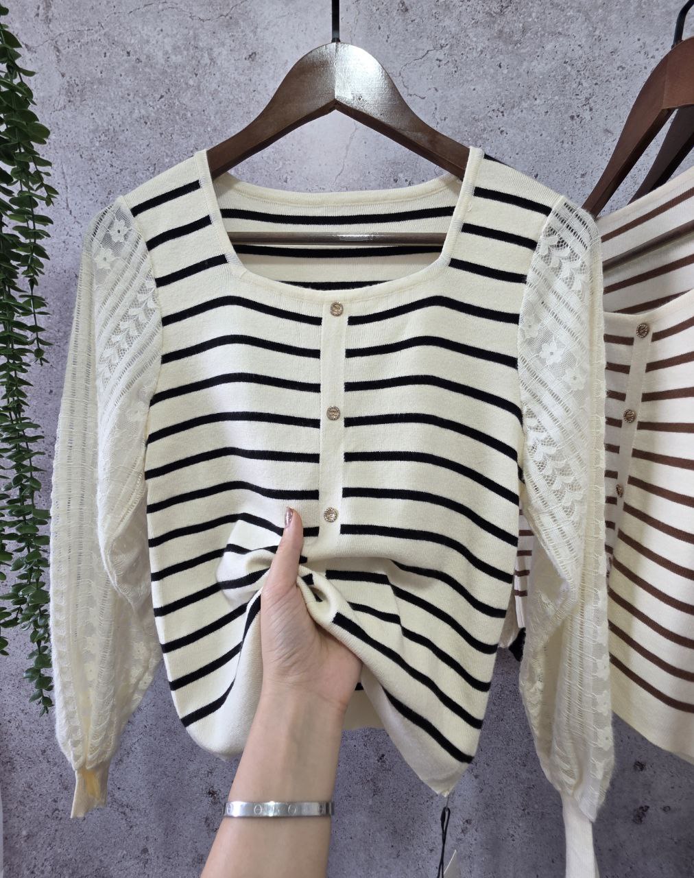 بلوز بافت مجلسی آستین گیپوری زنانه کد 418335