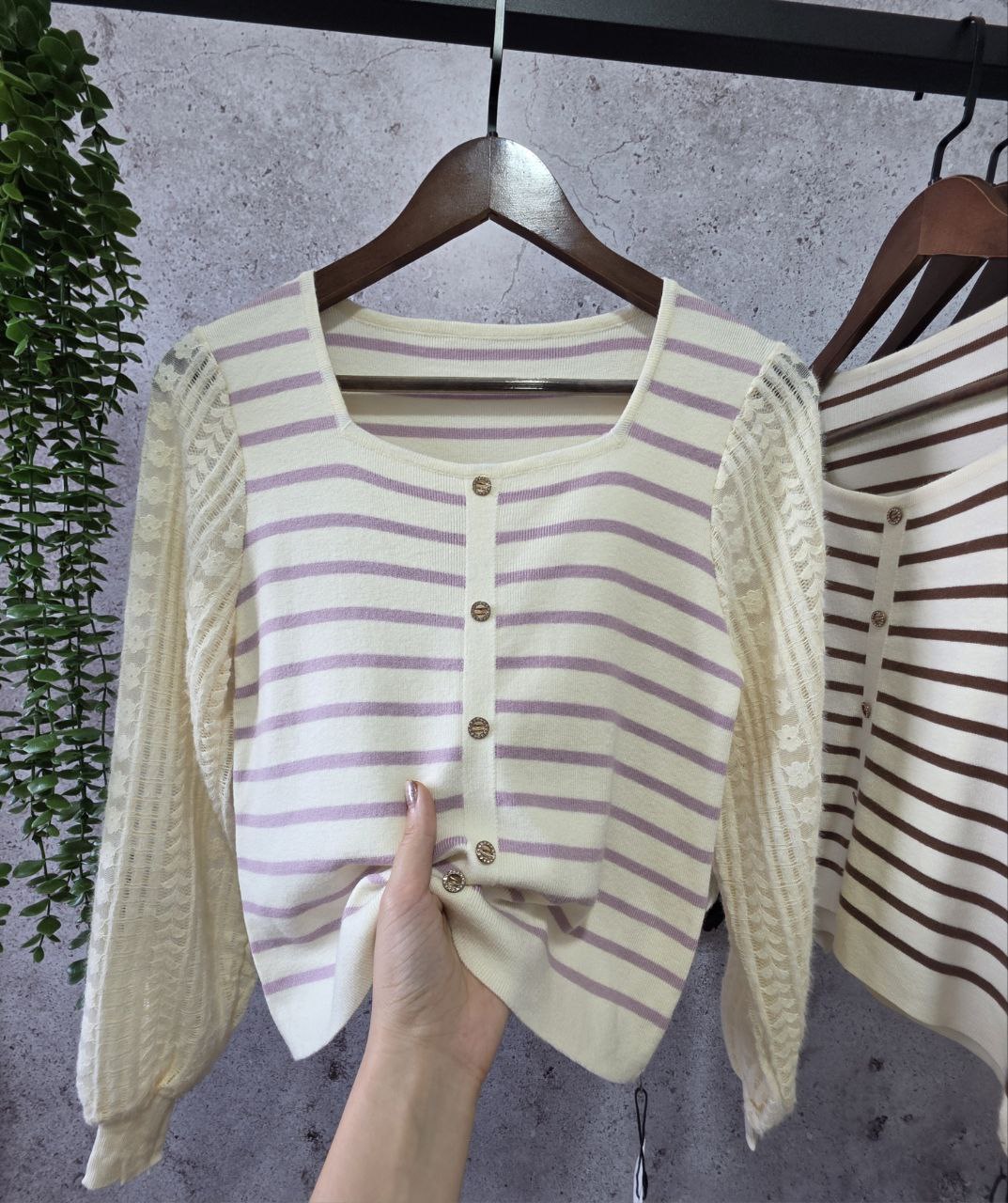 بلوز بافت مجلسی آستین گیپوری زنانه کد 418335