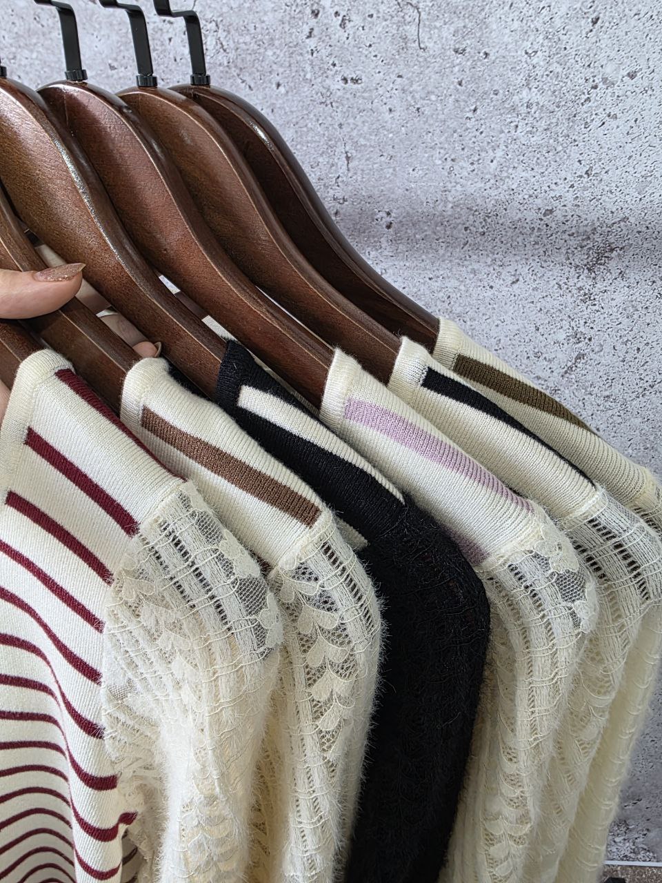 بلوز بافت مجلسی آستین گیپوری زنانه کد 418335