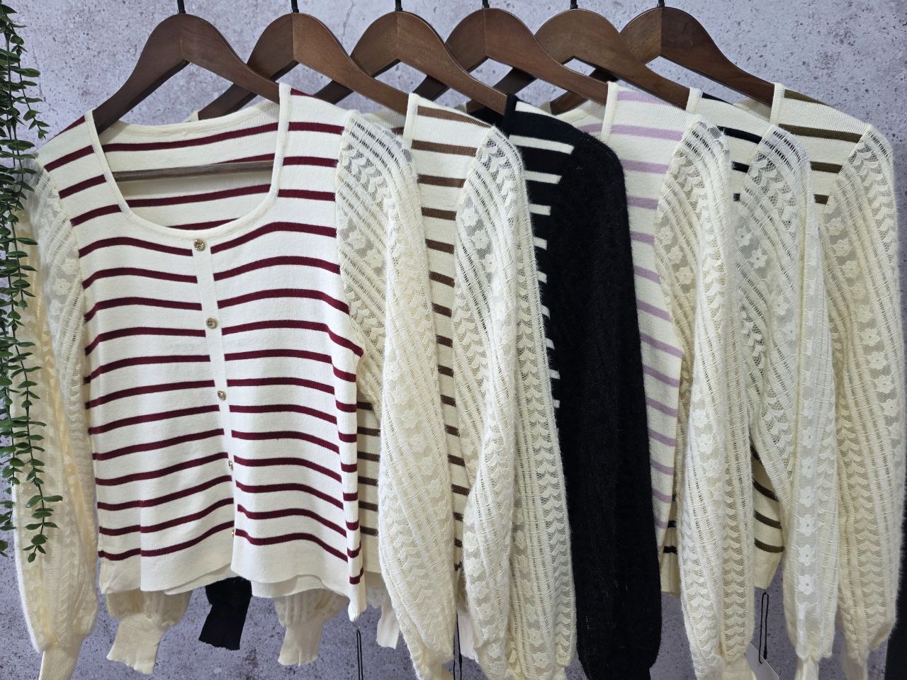 بلوز بافت مجلسی آستین گیپوری زنانه کد 418335