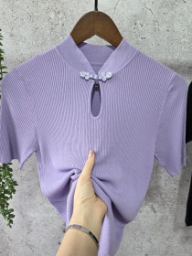 بلوز کریستال آستین کوتاه قواره دار زنانه کد 418346