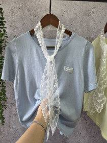 بلوز بافت آستین کوتاه برجسته زنانه کد 418352