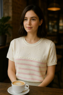 بلوز بافت روی سینه مرواریدی زنانه کد 418417