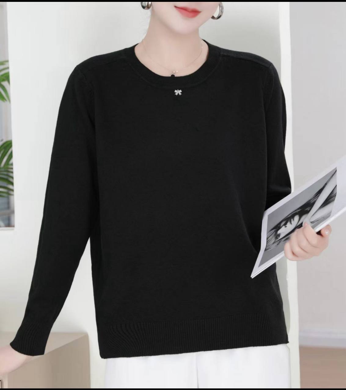 بافت یقه گرد زنانه کد 417476