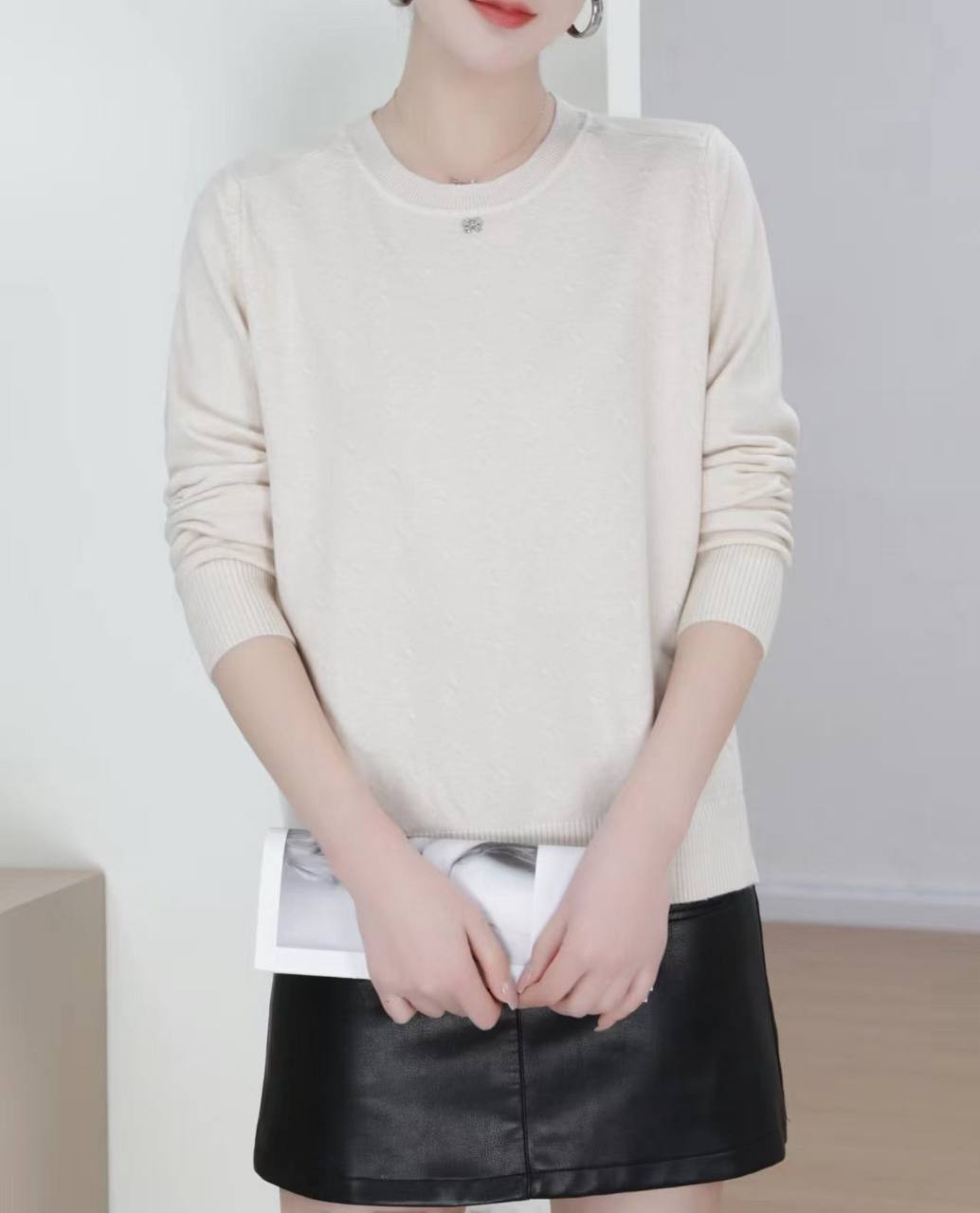 بافت یقه گرد زنانه کد 417476