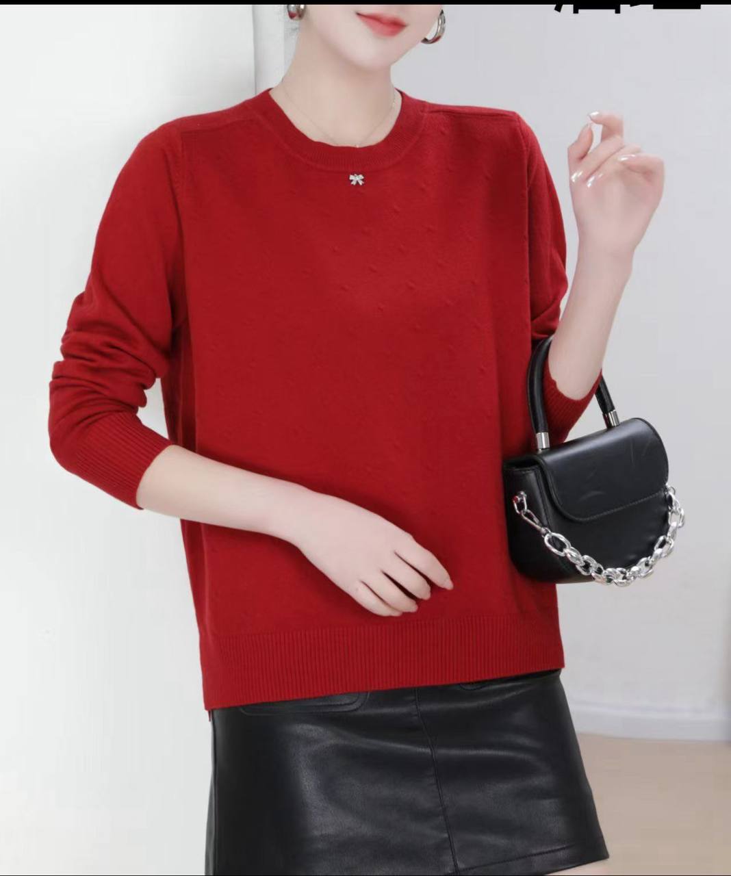 بافت یقه گرد زنانه کد 417476