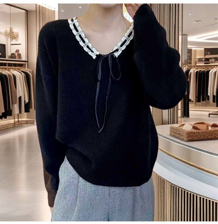 بلوز بافت پاپیون دار گرم بالا زنانه کد 417479