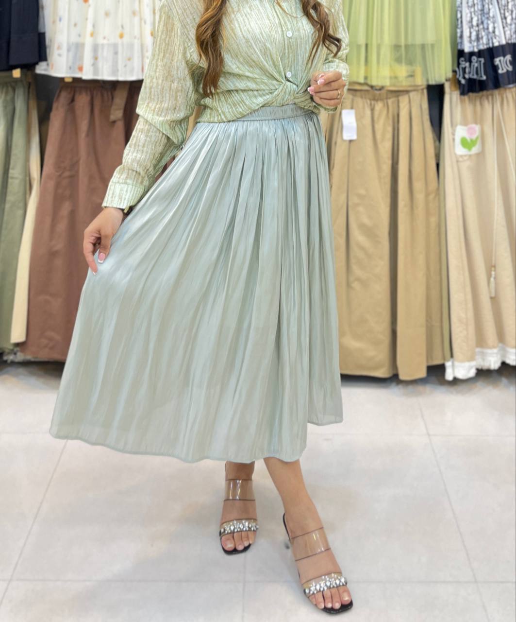 دامن پارچه شیمر زنانه کد 418559