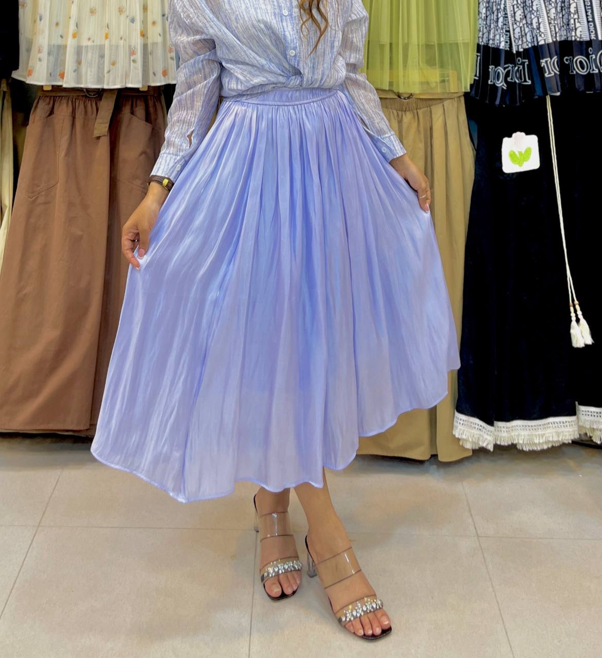 دامن پارچه شیمر زنانه کد 418560