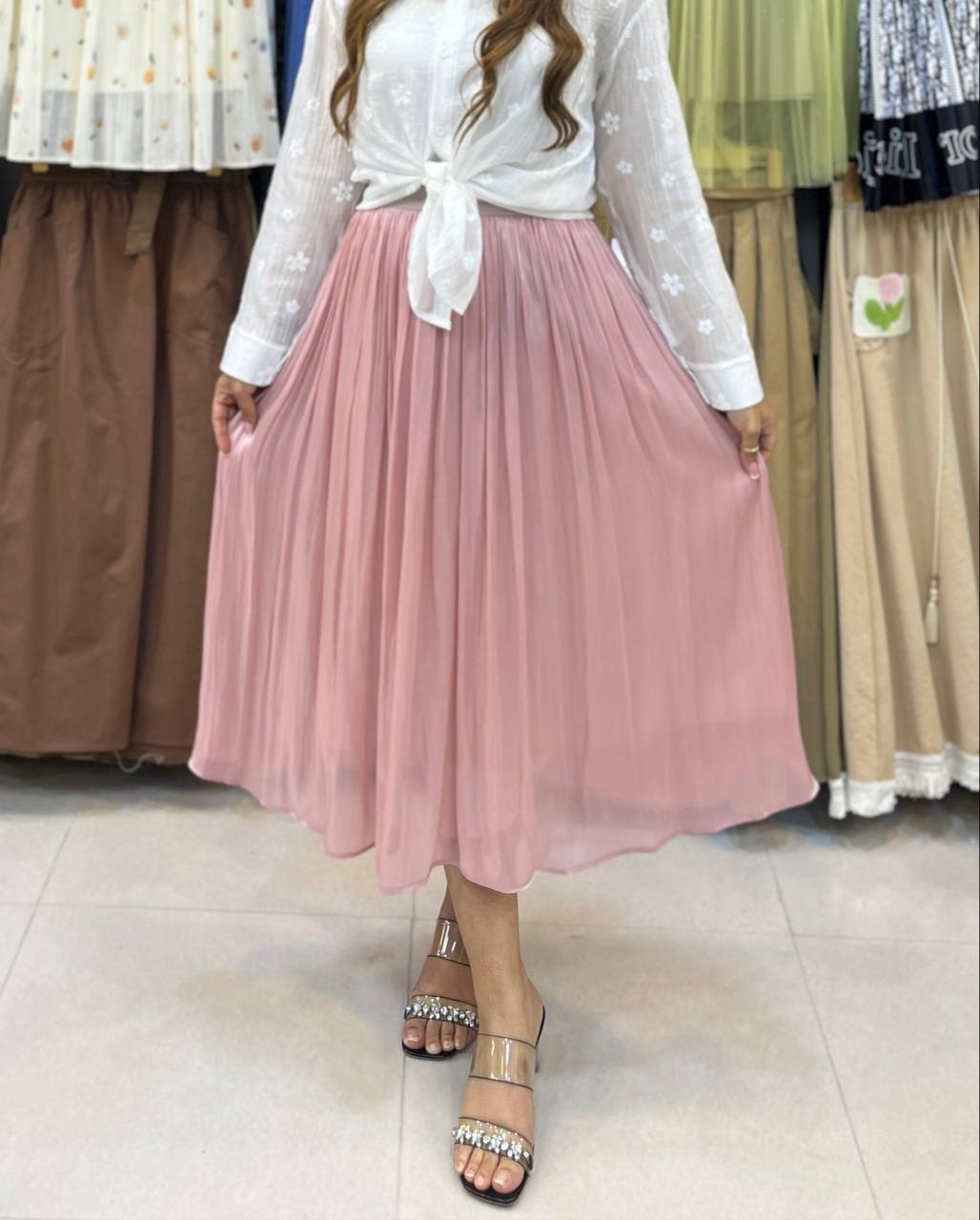 دامن پارچه شیمر زنانه کد 418560