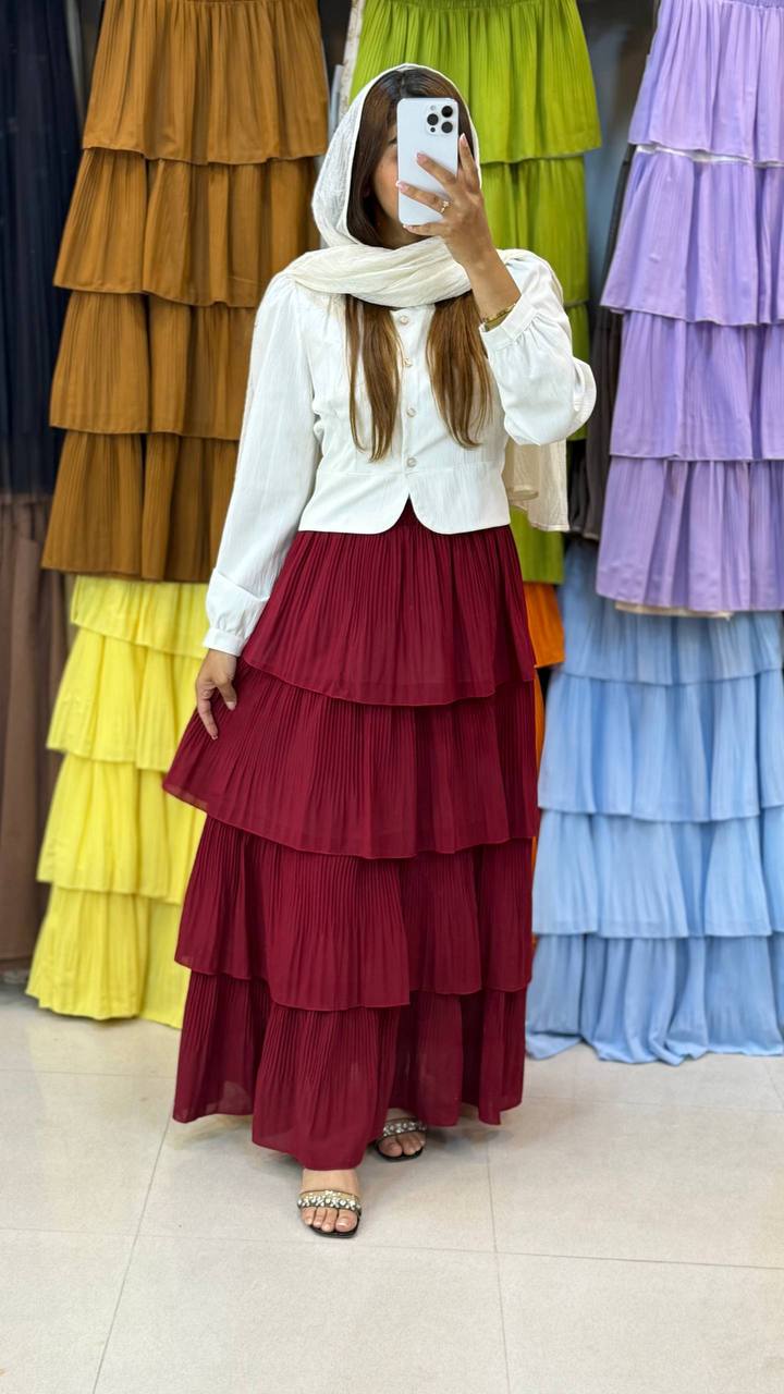 دامن حریر طبقه ای زنانه کد 418561