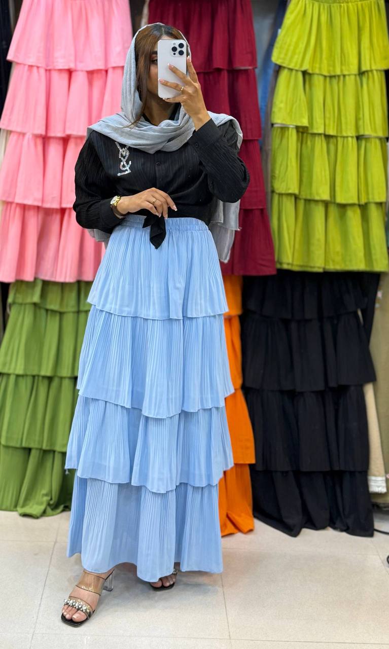 دامن حریر طبقه ای زنانه کد 418561